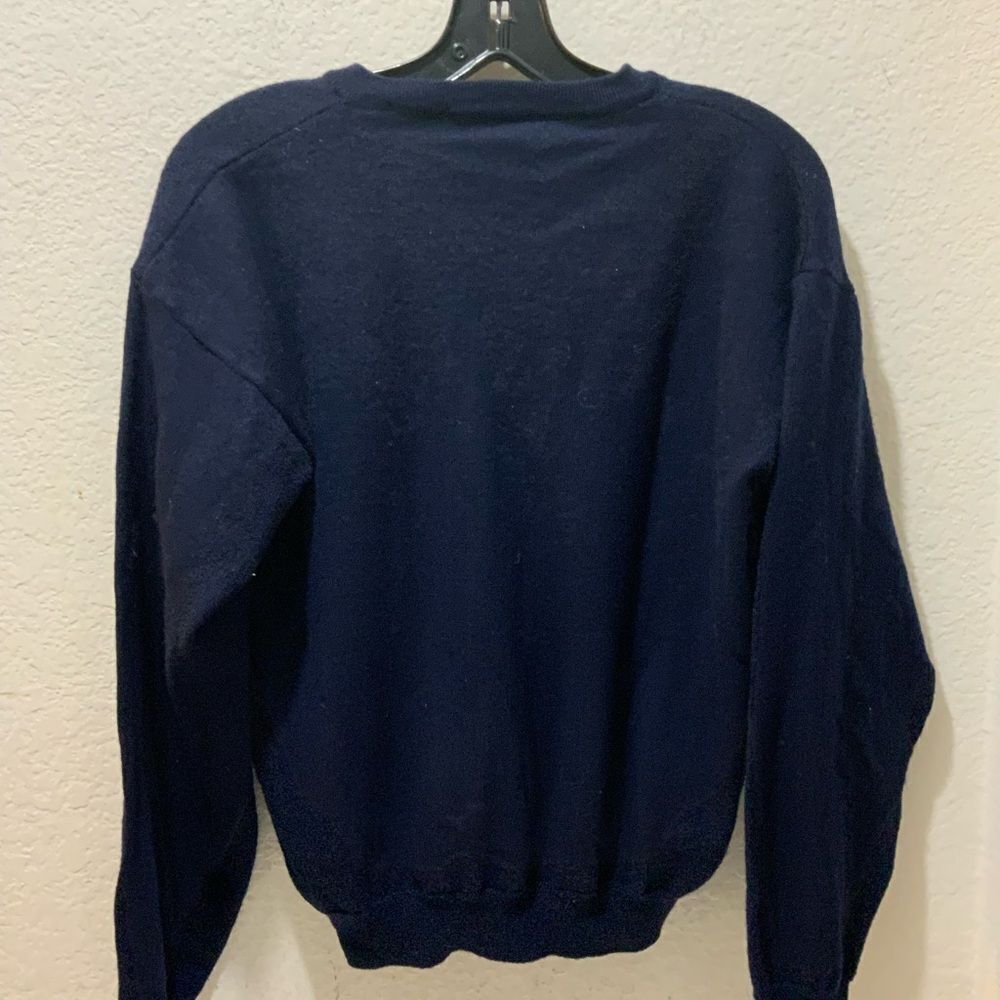 Vintage Brandini Blue 100% merino pure wool Pullover V Neck Sweater Italy - Picture 6 of 11